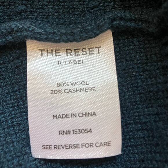 The Reset R Label Dark Green Teal Sweater Wool Cashmere Blend Long Sleeve Medium - Picture 4 of 4